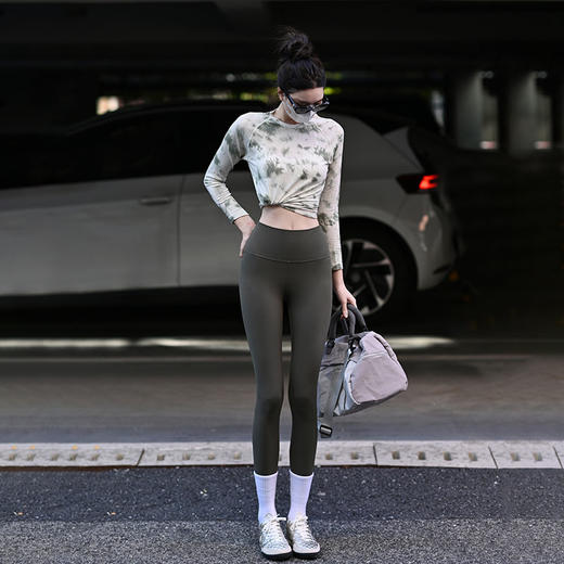 Beemen冬季新款美利奴绵羊毛扎染工艺长袖T 圆领亲肤柔软 轻薄透气 户外健身瑜伽休闲速干衣 商品图2