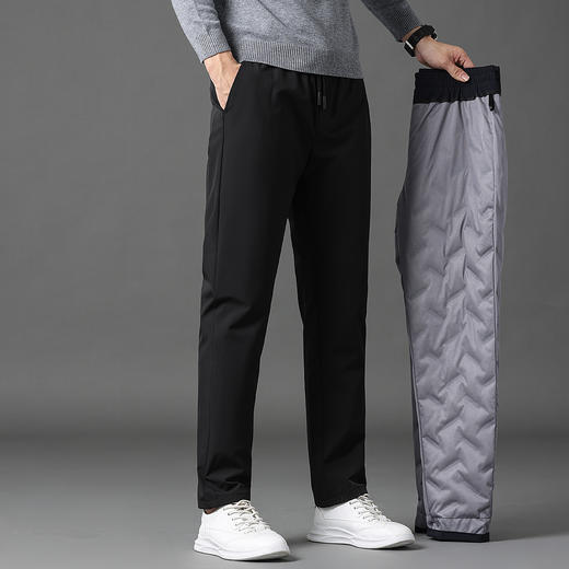 【鹅绒羽绒裤】罗蒙冬季羽绒裤男士保暖舒适直筒版型腰部抽绳设计时尚休闲通勤长裤子 商品图4