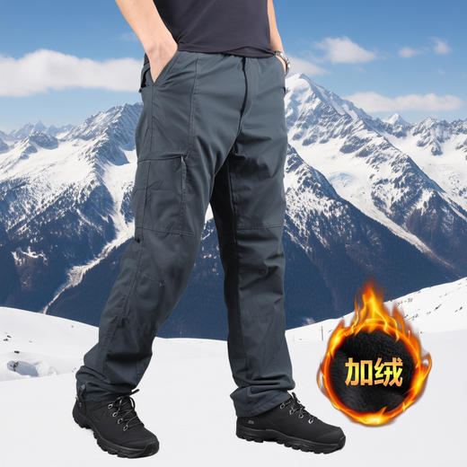 纳趣户外男女款加绒工装速干裤秋冬保暖多袋情侣软壳裤 商品图4