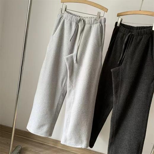 D120870松弛感直筒雨花绒加棉毛呢卫裤休闲裤 商品图2