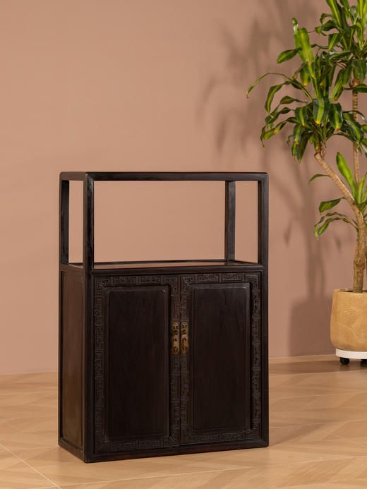 清	红木回纹亮格柜摆件 商品图0