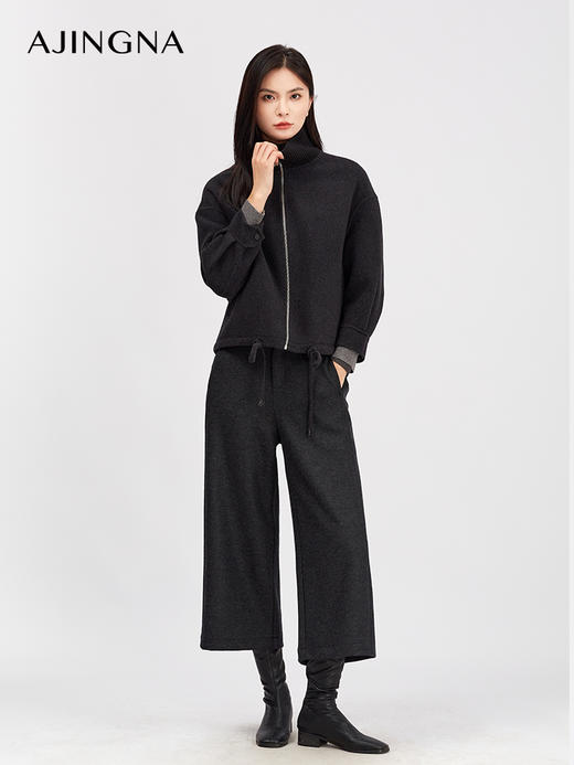 【商场同款】阿菁娜休闲立领山羊绒双面呢外套A30D511108 商品图2