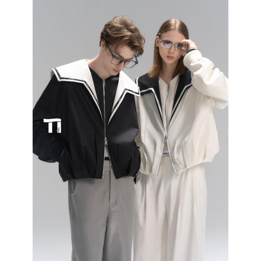 启世录TIWILLTANG“淼恒止阈”智奢少年感自由海军领夹克拉链外套 商品图0