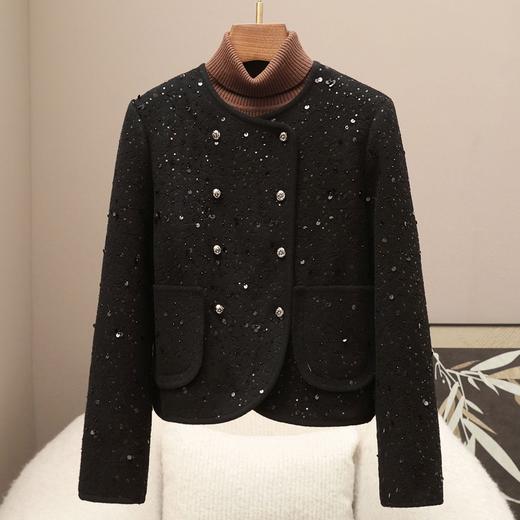 断码清仓价HH 25111310新款81.3%羊毛双面尼外套休闲圆领双排扣上衣 商品图0