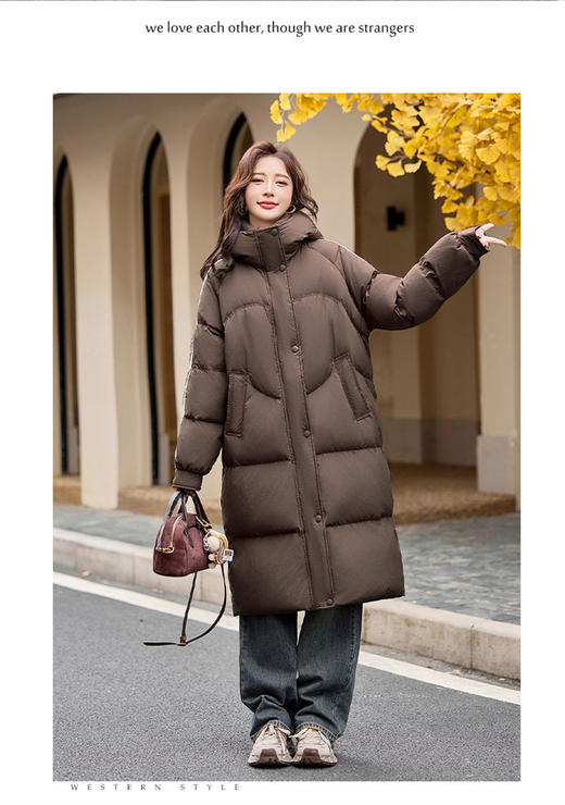 卉遇连帽立领袖标长款羽绒服HY-28★ 商品图3