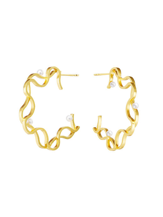 APPLOGUE｜EA2524G 寰系列之珍珠波浪耳环 [ 金 ] 商品图0