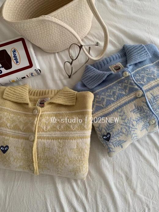 D120838复古韩系学院风短款翻领针织开衫外套女款 商品图7