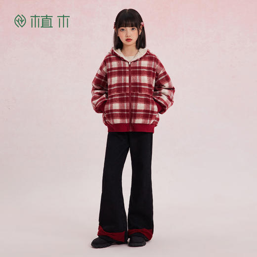 【年服】植木女童仿兔毛质感两面穿格子外套55V070002 商品图3