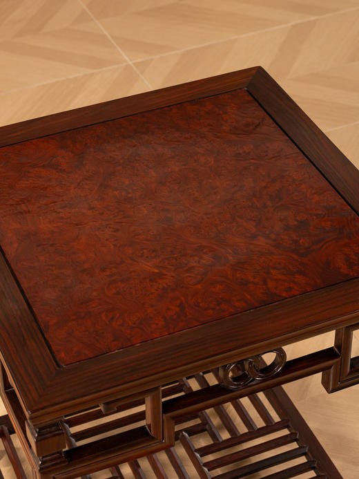 二十世纪	红木镶瘿木带脚踏文房桌 商品图1
