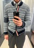 中性款条纹针织毛衣棒球领夹克外套la022 商品缩略图3