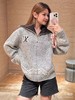 D120866花灰富士山珍珠拉链撞色粗针毛针织开衫 商品缩略图9