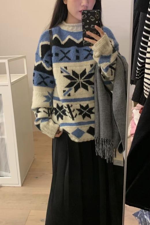 HAYES 撞色提花高级慵懒感套头毛衣 21966 商品图0