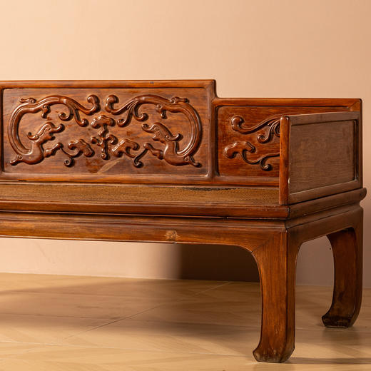 清代	红木雕螭龙灵芝三围罗汉床 商品图2