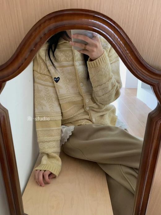 D120838复古韩系学院风短款翻领针织开衫外套女款 商品图1