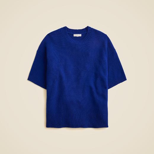 克莱因蓝好美！Jcrew100% 羔羊毛短袖毛衫，oversize款，拍小一码，需手洗 商品图0