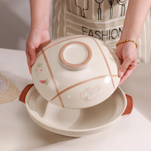 【鱼萝欢鲜浅煲】陶煲王新款陶瓷煲仔饭专用砂锅广东啫啫煲浅口土沙锅耐高温可干烧 商品图2