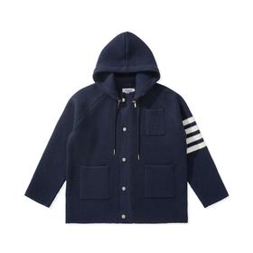 中性款厚款可拆卸帽针织毛衣外套la022