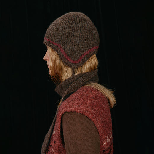NUTH复古咖色系带护耳针织毛线帽女（发货时间同步天猫） 商品图2