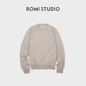 ROMI STUDIO”高支数羊绒羊毛“细腻柔软宽松灰套头毛衫 RWCASU6754