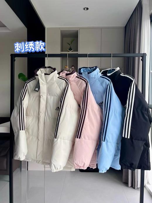 D120825刺绣款三叶草三条杠保暖立领棉服男女同款 商品图0