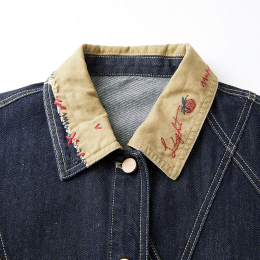谜底解构感牛仔外套长袖2026年春季新品时髦撞布绣花女261MW0021 商品图3