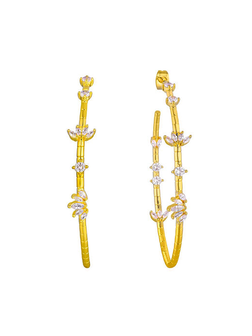 订购8周到｜MYA-BAY-MAGNOLIA HOOPS-木兰花 金色 锆石 耳环［比利时设计师］ 商品图0