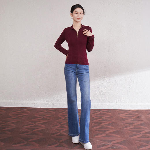 「自」全新升级【铂金会员293/天猫399/差价106】(04912)洛诗琳新款半拉链羊毛针织衫2025秋冬气质修身显瘦百搭上衣 商品图2