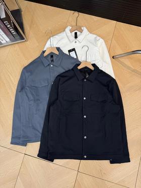 D120813Twill Utility纯色拒水舒展系扣翻衬衫式翻领夹克男款
