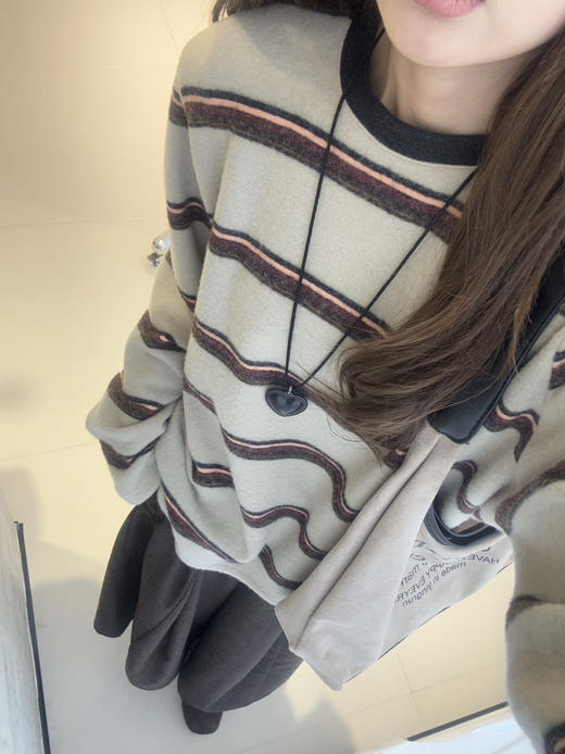 韩国订单条纹定律糯叽叽长袖T恤12082 商品图4