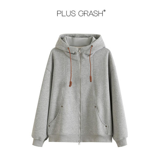 PLUS CRASH冬季加厚绒保暖卫衣卫裤男女同款多结构抽褶设计感套装 商品图7