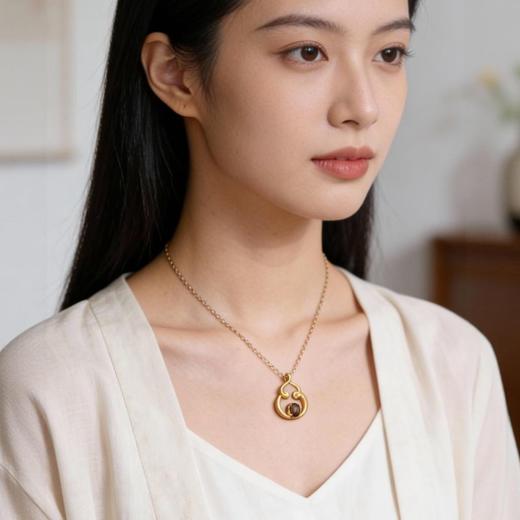 福禄·葫芦丨天然芽庄白奇楠包金吊坠 沉水级 SP10110 商品图1