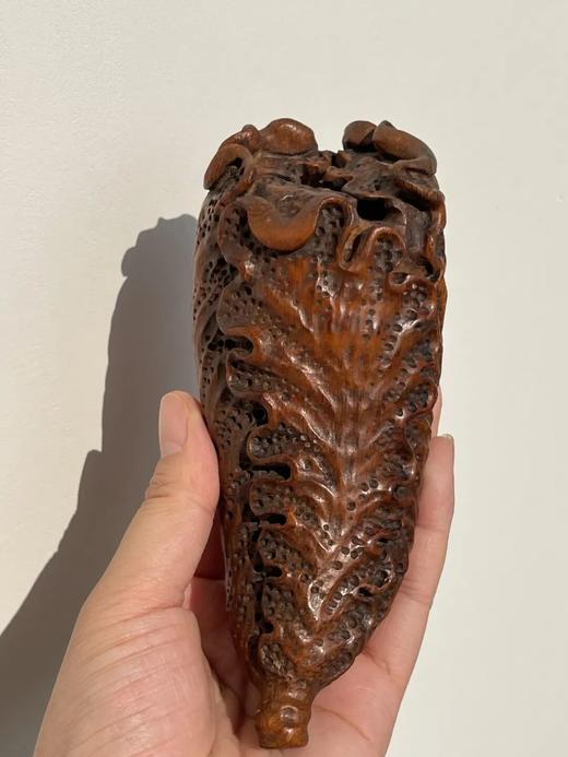 竹根镂雕白菜摆件，顺丰包邮 商品图3