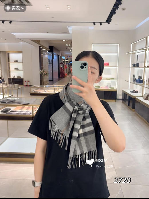 【秒杀价已调 直接拍】原厂 格子经典系订制 蓝标围巾 商品图1