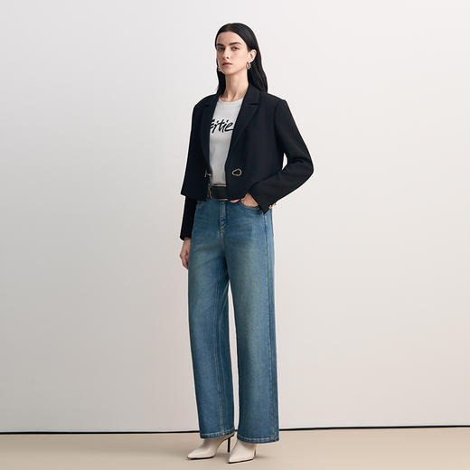 EITIE爱特爱摩登时尚单颗金属钩扣精致短款西装外套8503210 商品图1