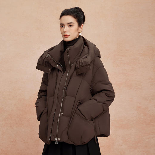 QR007斯尔丽25新款冬季连帽一手长款休闲面包服宽松加厚90绒减龄羽绒服 商品图6