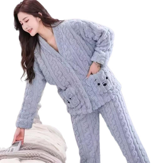 新款秋冬女睡衣套装外穿加厚保暖珊瑚绒法兰绒女士家居服新款新品 商品图4