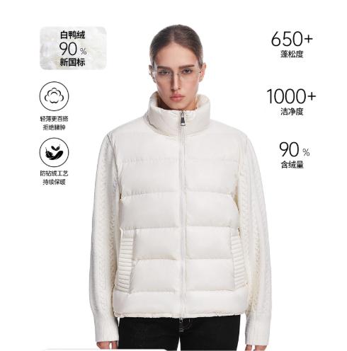 FDR官方店 90白鸭绒保暖外套立领针织拼接轻便排骨羽绒服女款冬季 商品图0
