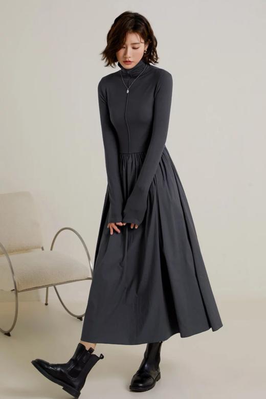 MIGU/弥古 高领收腰拼接休闲针织连衣裙 21714 商品图1