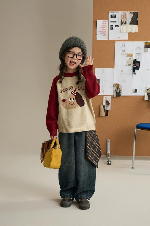 【新年氛围感发财狗儿童毛衣】兄妹装超绝💯🧨新年氛围感都要溢出来啦🧧精品绵羊绒质地软糯，治愈小狗图案提花，新年·聚会·圣诞·氛围感拉满❗️-AJYX 商品图7