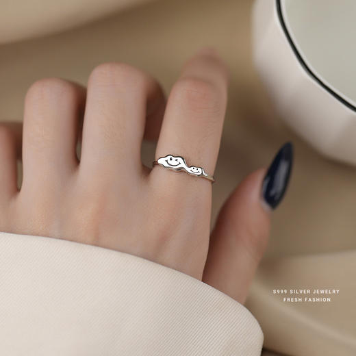 【微笑云朵】S999纯银笑脸云朵表情戒指【YXS-K2414】 商品图3