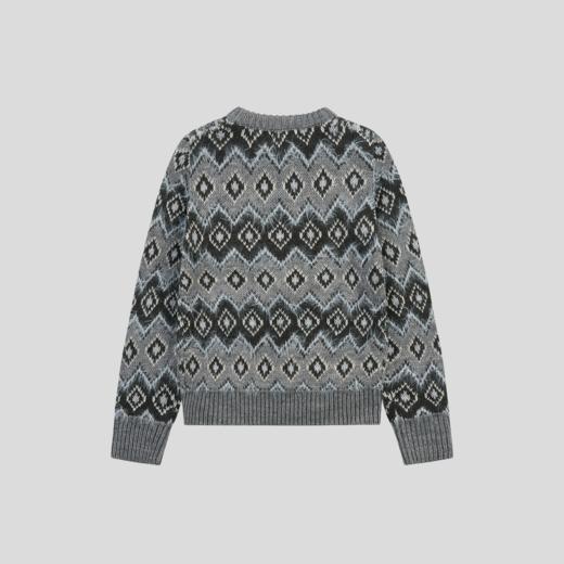 GOODBAI 冬季新款菱格纹老花圆领保暖毛衣 商品图2