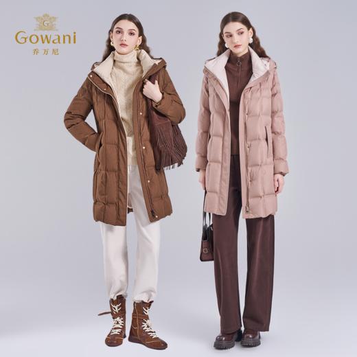 乔万尼2025冬新品连帽休闲面包服保暖白鸭绒中长款羽绒服ED4T766 商品图3