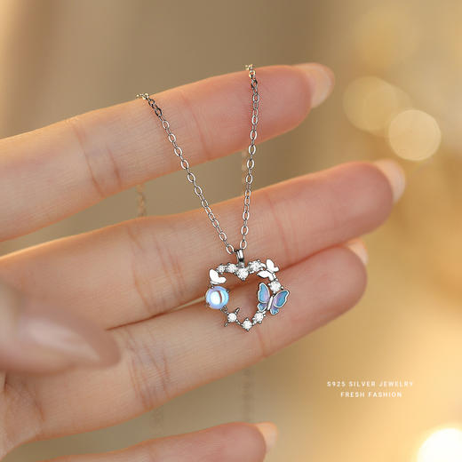 【蝶恋】S925纯银炫彩蝴蝶爱心项链【YXS-YA0519】 商品图1