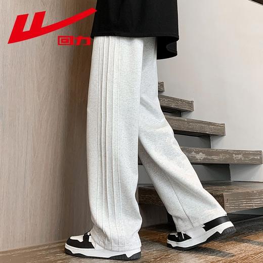 回力卫裤男款加绒秋冬季新款宽松直筒阔腿休闲裤垂感运动长裤子男 商品图5