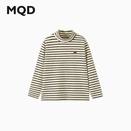 【MQD】男大童冬季内搭条纹半高领保暖T恤内衣 商品图0