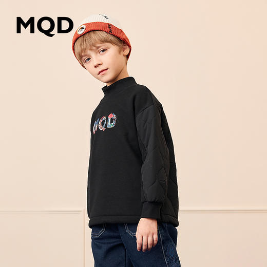 【秒】【专柜同款】MQD童装男大童暖焱绒蓄暖拼接卫衣冬半高领上衣 商品图1