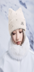 ISEEMIGGA帽兔耳仿貂绒帽-月白