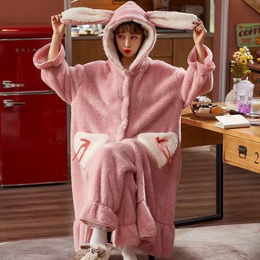 珊瑚绒睡衣女长袖2024年法兰绒保暖春秋天家居服套装可外穿柔软 商品图1
