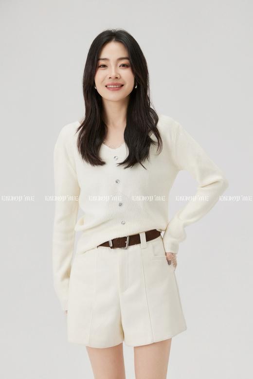 【门店同款】ENJOY冬季“暖冬软糖”V领拼接波点纱针织上衣 168043928 商品图1