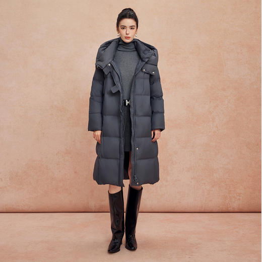 QR010斯尔丽25新款冬季连帽长款休闲面包服宽松加厚90绒时尚减龄羽绒服 商品图11